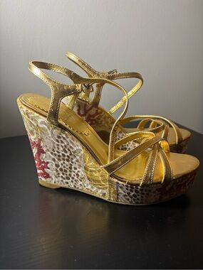 Vintage Gold Aldo Wedge Heels -